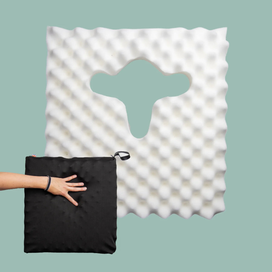 Bonyparts Sero Pressure Cushion - muscle wasting bony bums weight loss. For Office, dining room, car, sofa and arm chairs. Handmade in the UK with a 2 year guarantee. Cover included. High density foam.