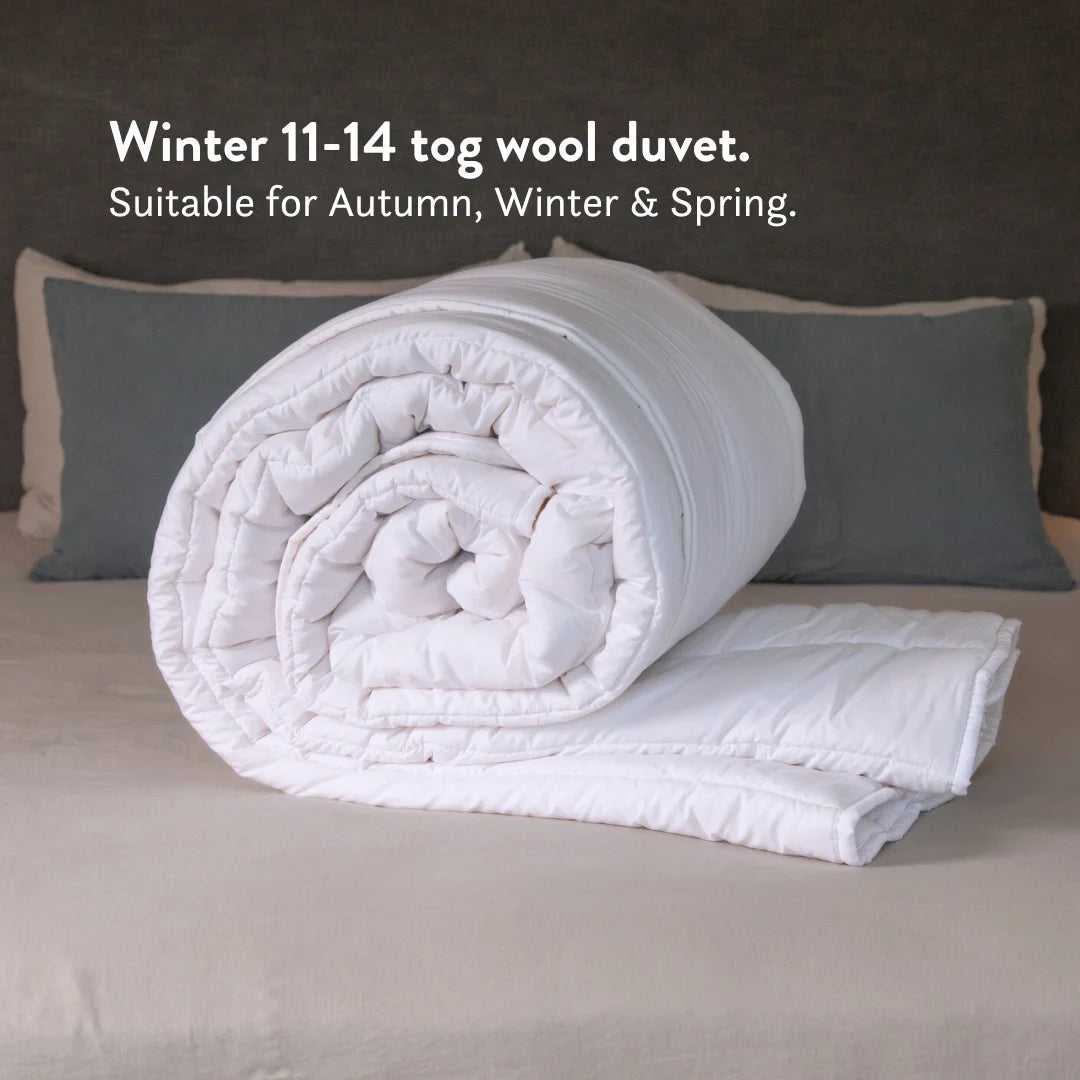 British Wool Duvet & Pillow Set - 100% cotton Bundle - hypoallergenic, natural OEKO tex standard 100, handmade in the UK, breathable, temperature regulating, anti-dust mite. Bedding set.