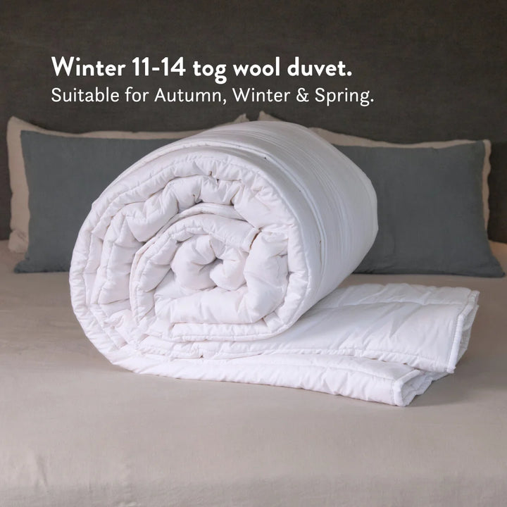 British Wool Duvet & Pillow Set - 100% cotton Bundle - hypoallergenic, natural OEKO tex standard 100, handmade in the UK, breathable, temperature regulating, anti-dust mite. Bedding set.
