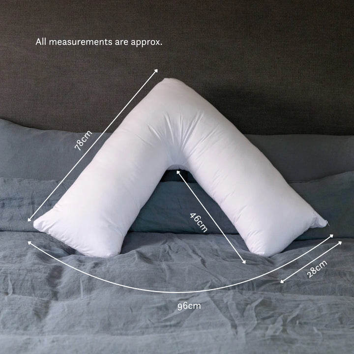 V Shaped British Wool Pillow - 100% Cotton Cover - Natural height adjustable OEKO-tex standard 100 V pillow size